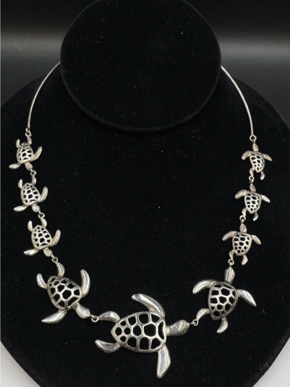Signed GALAPAGOS .950 Fine Silver Sea Turtle Torque Collar Necklace